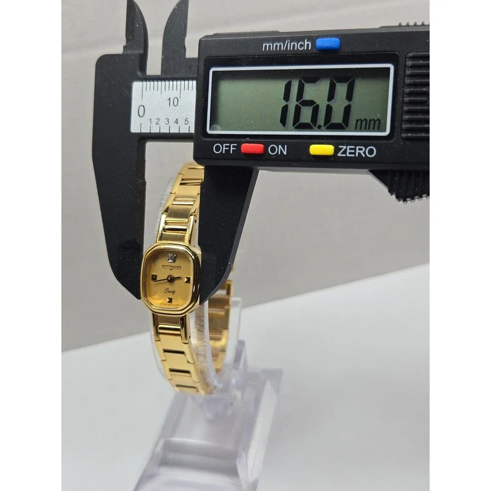 Vintage Wittnauer Womens Gold Tone Diamond Swiss Quartz Dress Watch New Battery